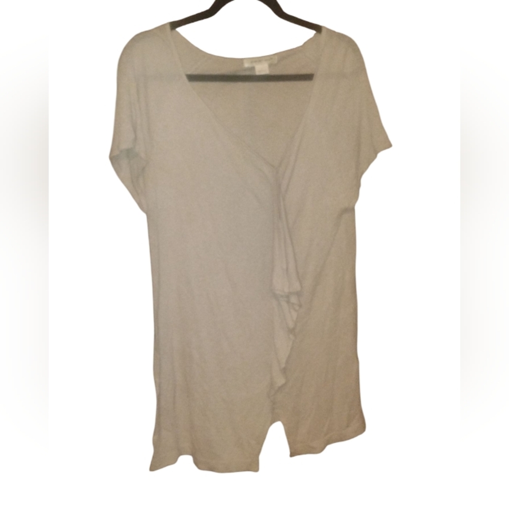 August Silk Linen Blend Beige Flowy Blouse Size Large